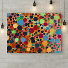 Colourful Dots - Blue - Red - Yellow Abstract - Canvas Rolled Wall Art Print