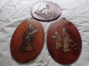 Alte geschnitzte chinesische Speckstein Holz Plaketten - Bild 1 von 16