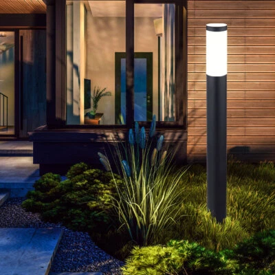 LED Außen Steh Leuchte ANTHRAZIT Garten Beleuchtung Edelstahl Säule Hof Lampe - Bild 1 von 4
