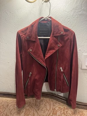 AllSaints Garnet Suede Dalby Biker Jacket Size 6 - Image 1 of 4