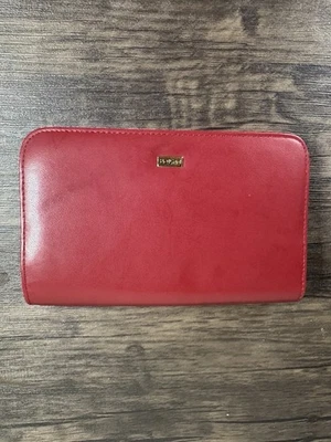 Carteira feminina de couro sintético vermelha Buxton com zíper, chaveiro, slot para cartão - Excelente! - Imagem 1 de 4