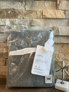 ✨1 POTTERY BARN STANDARD SHAM EUROPEAN LINEN COTTON WAFFLE WEAVE~GREEN LODEN~NEW - Picture 1 of 10