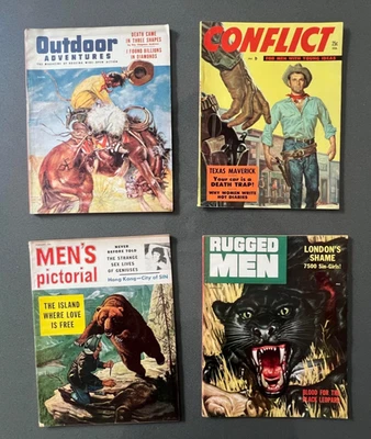 VINTAGE MEN'S PULP MAGAZINES - 1956 - Great Images and Stories - Lot of 4! - Image 1 of 4