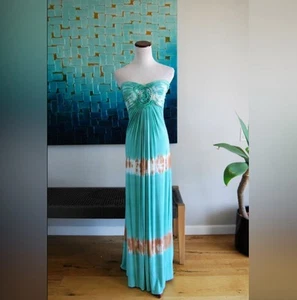 Rare Authentic Vintage Y2K Sky Crochet Embellished Strapless Maxi Summer Dress  - Picture 1 of 4