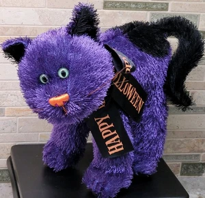 Halloween American Greetings Halloween Gato/Gatito Púrpura Negro Peluche - Imagen 1 de 12