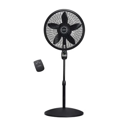Lasko пьедестальный вентилятор 18 дюймов колебательный регулируемая высота дистанционный таймер черный домашний - Изображение 1 из 2