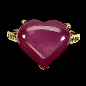 925 Sterling Silver Ring Heart Ruby 14x12mm Chrome Diopside Gemstone Jewelry 7.5 - Picture 1 of 13