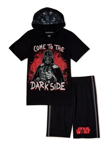 Darth Vader Hooded T-Shirt & Shorts Set (Boy's), 2-Piece, Size 4 - Picture 1 of 1