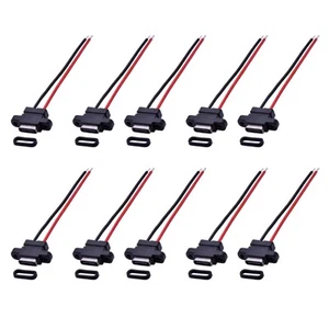 10PCS 5V Welding 2Pin Waterproof TYPE-C Female Power Socket Wire Adapter - Afbeelding 1 van 7