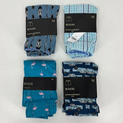 批量 4 件 Banana Republic 拳击手 男式 M 码 蓝色 100% 棉 全新 全新带标签 — 第 1/4 张图片