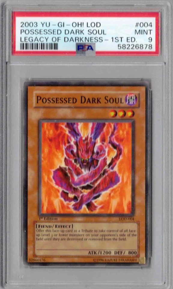 2003 Yu-Gi-Oh 1st. Ed., LOD, #004, Possessed Dark Soul. PSA 9, Mint - Image 1 of 1