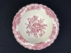 Crown Ducal Bristol Pink Red 8.25" Vegetable Serving Bowl Flowers & Birds VGC - Picture 1 of 15