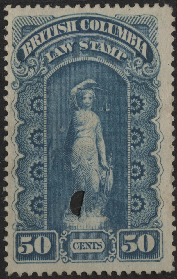 Canada 1879 #BCL3 50c blue, BC Law, 1st series, used - Image 1 of 1