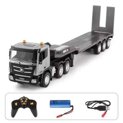 HUINA 1318 1:24 Big RC Truck & Trailer Set 9CH Construction Flat Bed Carrier Toy