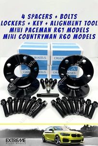 Espaciadores de rueda de aleación se ajustan a pernos negros + cerraduras para mini Countryman R60 R60 Paceman R61 12 mm - Imagen 1 de 4