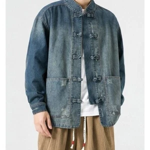 Vintage Men's Blue denim jacket, washed loose cotton jacket Size Large New - Picture 1 of 8