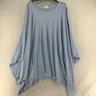 Three Bird Nest Womens Blue Boat Neck Cold Shoulder Sleeve Pullover Tunic Top