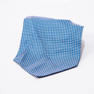 PORTIA  Ascot Tie Blue Dot Twill Silk Print Menswear Classic - Picture 1 of 4
