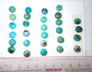 Turquoise Stone Round 8x8 mm Flat Cabochon 53 Carat 28 pieces 10.6 gram Lot A - Picture 1 of 4