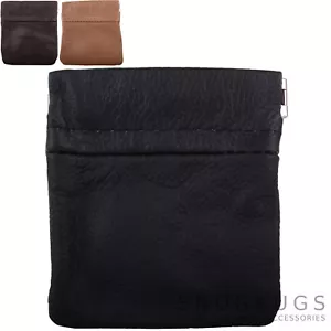 Herren / Herren Leder Münze / Geld Halter/Tasche/Etui Push Clip Verschluss - Picture 1 of 7