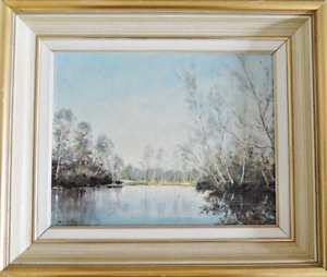 Original Oil Painting Winifred Mueller  Winter in Bradmoor Norfolk. East Anglia