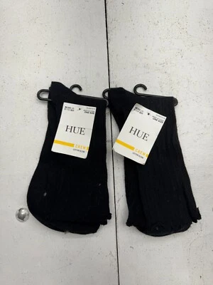 Hue 2 Pair Black Crew Cotton Blend Socks Womens One Size - Image 1 of 3