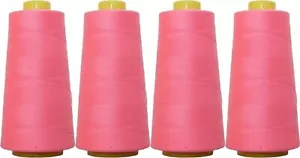 4 BIG CONES NEON FLAMINGO SERGER SEWING THREAD 2750 YD TEX 27 40S/2-THREADART - Picture 1 of 8