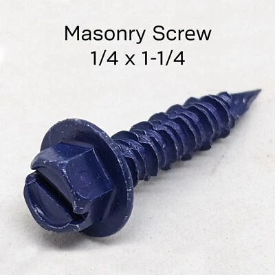RCG (500) 1/4" x 1-1/4" Slotted Hex Washer Head Tapcon Masonry Blue Concrete Screws