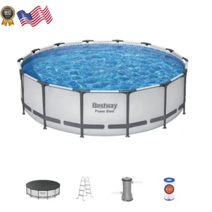 Power Steel round above Ground Pool Set L 14’ X W 42” NEW - Picture 1 of 11