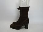 Nine West Womens Size 8.5 M Brown Leather Laces High Ankle Fashion Boots