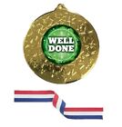 Well Done Gold Silver Bronze medal with ribbon 50mm free engraving-1