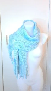 New Knitted Pale Blue Scarf Ladies One Size - Picture 1 of 2