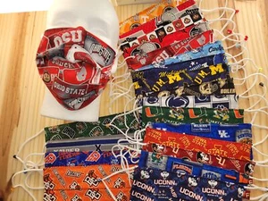 NCAA/College Face Mask | 100% Cotton | Adjustable | Machine Washable-Dryable - Picture 1 of 44