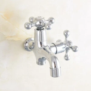 Grifo de lavandería de latón cromado para fregona de piscina/baño montado en la pared de dos vías - Imagen 1 de 5