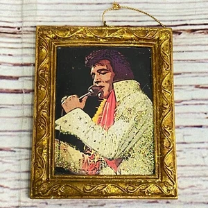 De colección 2003 Elvis Presley Estate adorno de Navidad marco dorado retrato - Imagen 1 de 7