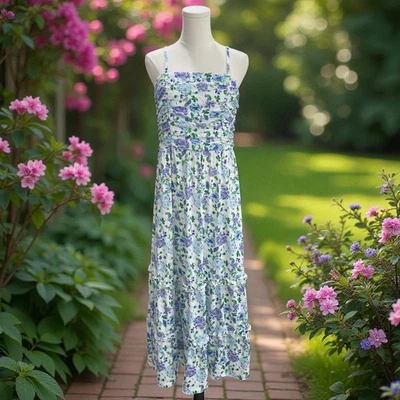 Grace Karin Floral Cottagecore Midi Dress Summer Vacation Coquette Romantic M - Image 1 of 4