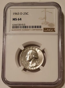 NGC 1963 D Washington Quarter MS64 (C) - Picture 1 of 4