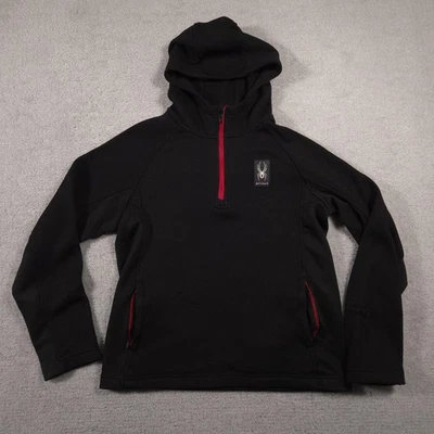 Spyder Sudadera con Capucha Para Hombres Mediana Negra Roja Media Cremallera Polar Pullover Esquí Atlético Nieve Foto 1 de 4