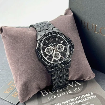 Bulova Octava Black Crystal Chronograph Quartz Men's Watch 98C134 - Image 1 of 4