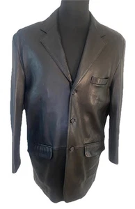 Joseph & Lyman Bloomingdales Lambskin Leather Jacket Black 42R Coat - Picture 1 of 13