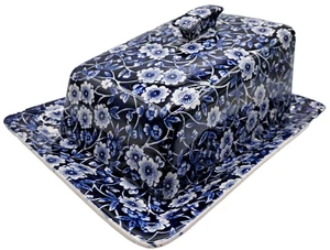 Royal Crawford Staffordshire Blue And White Floral Butter Cheese Dish With Lid - Picture 1 of 12