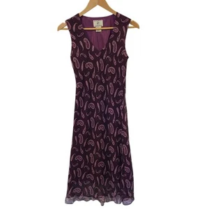 Vintage 90s ICE Silk Bias Knielang Dress Purple Paisley Boho Fairy Y2K Whimsigoth - Bild 1 von 6