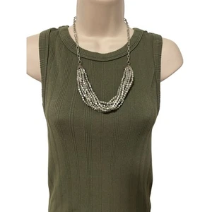 Women's Silver Tone Multi Strand Stacked Beaded Necklace Statement BOHO Festival - Picture 1 of 6