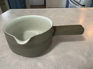 Denby Camelot Embossed Chevrons Spout Dark Green Handled Gravy Boat MCM - Picture 1 of 3