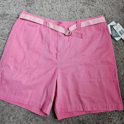 NUEVO CON ETIQUETAS JONES NY SIGNATURES Pantalones Cortos Para Mujer Cinturón Rosa Barbie Talla 12 Preppy 6" Y2K Foto 1 de 4