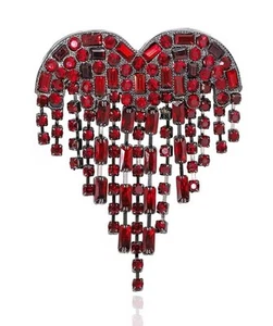 Luxury Drop Rhinestone Red Heart Brooch New Design Gift For Love Ones Unisex - Picture 1 of 6