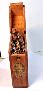 Vintage IRWIN BORCASE Farmers AUGER DRILL BITS in dovetailed wooden case 12pcs - Picture 1 of 9