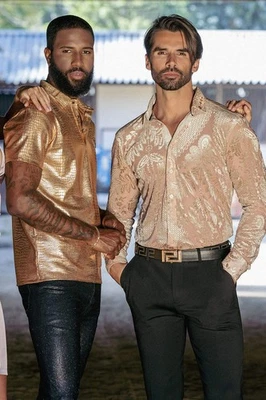 Camisa manga larga BARABAS floral cachemir transparente para hombre 2SVL02 Foto 1 de 4