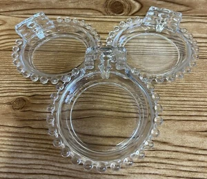 Imperial Glass-Ohio Candlewick Clear 2 Slot Ashtray Lot of 3 Bubble Dots - Picture 1 of 4