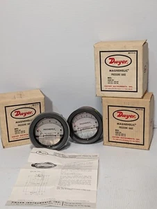 Lot of 4 Dwyer Magnehelic pressure gages w/ 3x measuring 0-20 in Hg, 1x 0-10PSI - Picture 1 of 11